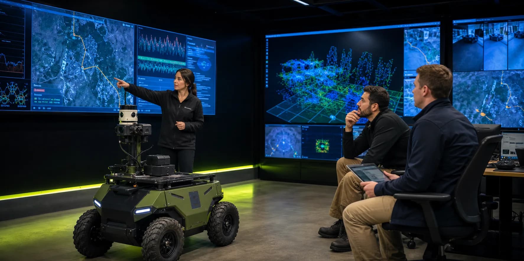 Team analyseert sensorgegevens en routegedrag van een autonoom voertuig